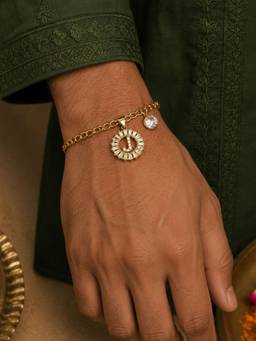 Digital Dress Room - J Letter White Diamond Bracelet Rakhi