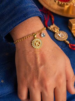 Digital Dress Room - K Letter White Diamond Bracelet Rakhi