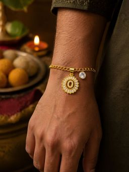 Digital Dress Room - O Letter White Diamond Bracelet Rakhi