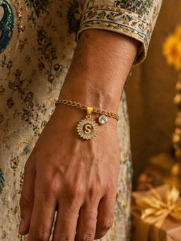 Digital Dress Room - S Letter White Diamond Bracelet Rakhi