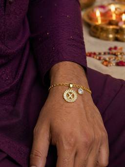 Digital Dress Room - X Letter White Diamond Bracelet Rakhi