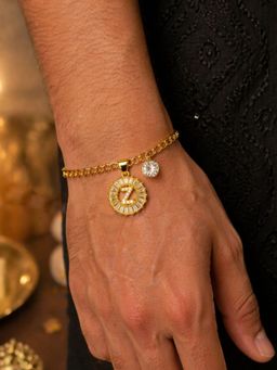Digital Dress Room - Z Letter White Diamond Bracelet Rakhi