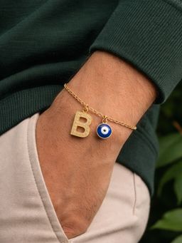 Digital Dress Room - B Letter Ad Stone Initial Name Bracelet Rakhi