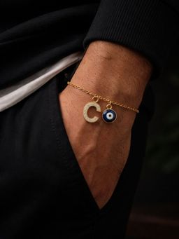 Digital Dress Room - C Letter Ad Stone Initial Name Bracelet Rakhi