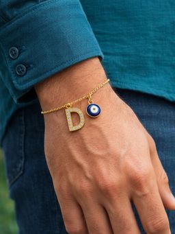 Digital Dress Room - D Letter Ad Stone Initial Name Bracelet Rakhi