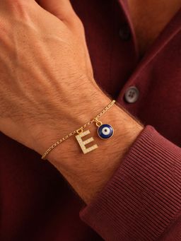 Digital Dress Room - E Letter Ad Stone Initial Name Bracelet Rakhi