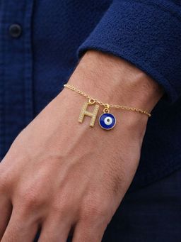 Digital Dress Room - H Letter Ad Stone Initial Name Bracelet Rakhi