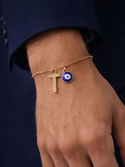 Digital Dress Room - T Letter Ad Stone Initial Name Bracelet Rakhi