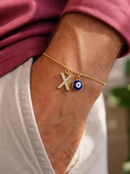 Digital Dress Room - X Letter Ad Stone Initial Name Bracelet Rakhi