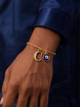 Digital Dress Room - C Letter Initial Name Evil Eye Bracelet Rakhi