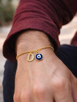 Digital Dress Room - D Letter Initial Name Evil Eye Bracelet Rakhi