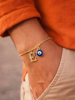 Digital Dress Room - E Letter Initial Name Evil Eye Bracelet Rakhi