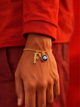 Digital Dress Room - F Letter Initial Name Evil Eye Bracelet Rakhi