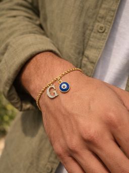 Digital Dress Room - G Letter Initial Name Evil Eye Bracelet Rakhi
