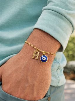 Digital Dress Room - H Letter Initial Name Evil Eye Bracelet Rakhi
