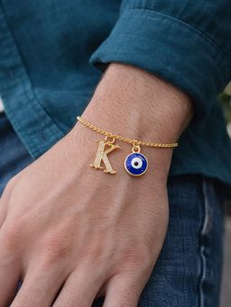 Digital Dress Room - K Letter Initial Name Evil Eye Bracelet Rakhi