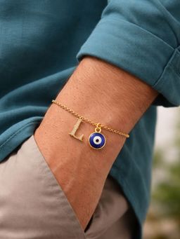 Digital Dress Room - L Letter Initial Name Evil Eye Bracelet Rakhi