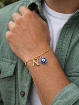 Digital Dress Room - N Letter Initial Name Evil Eye Bracelet Rakhi