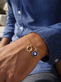 Digital Dress Room - Q Letter Initial Name Evil Eye Bracelet Rakhi