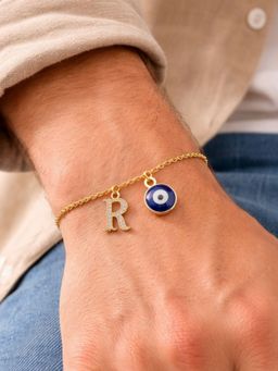 Digital Dress Room - R Letter Initial Name Evil Eye Bracelet Rakhi