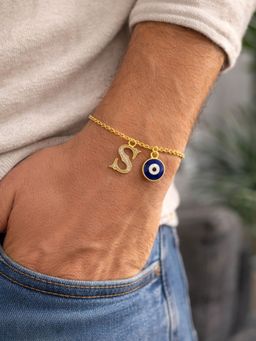 Digital Dress Room - S Letter Initial Name Evil Eye Bracelet Rakhi