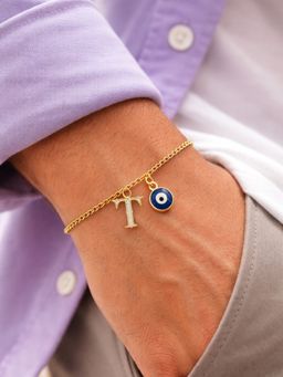 Digital Dress Room - T Letter Initial Name Evil Eye Bracelet Rakhi