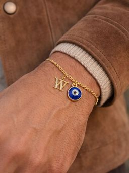 Digital Dress Room - W Letter Initial Name Evil Eye Bracelet Rakhi