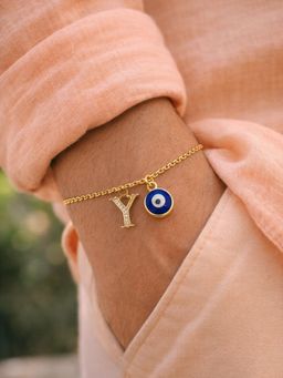 Digital Dress Room - Y Letter Initial Name Evil Eye Bracelet Rakhi