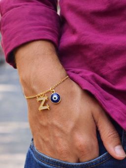 Digital Dress Room - Z Letter Initial Name Evil Eye Bracelet Rakhi