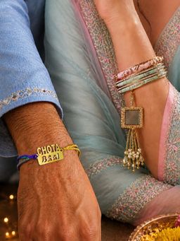Digital Dress Room - Gold Chota Baai Rakhi and Mirror Lumba