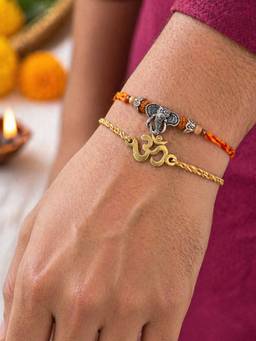 Digital Dress Room - Om Designs Ganesh Rakhis (Pack of 2)