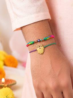 Digital Dress Room - Multi-Color Bearded Bhai and Evil Eye Rakhis (Pack of 2)