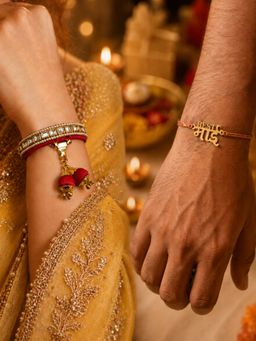Digital Dress Room - Red Best Bhai Rakhi and Mirror Ghungroo Lumba