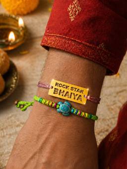 Digital Dress Room - Rockstar Bhaiya and Turtle Beaded Rakhis (Pack of 2)