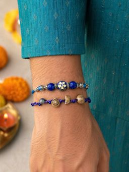 Digital Dress Room - Blue Floral Shell Rakhis (Pack of 2)