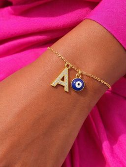 Digital Dress Room - A Initial Stone Studded Name Bracelet Rakhi