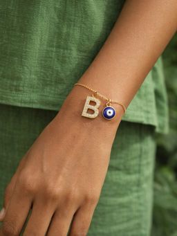 Digital Dress Room - B Initial Stone Studded Name Bracelet Rakhi