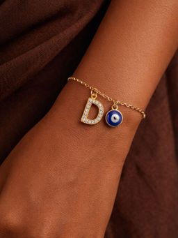 Digital Dress Room - D Initial Stone Studded Name Bracelet Rakhi