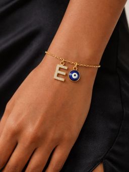 Digital Dress Room - E Initial Stone Studded Name Bracelet Rakhi
