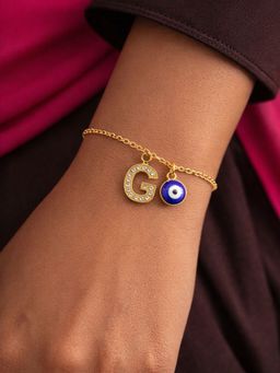 Digital Dress Room - G Initial Stone Studded Name Bracelet Rakhi