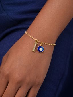 Digital Dress Room - I Initial Stone Studded Name Bracelet Rakhi