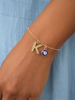 Digital Dress Room - K Initial Stone Studded Name Bracelet Rakhi