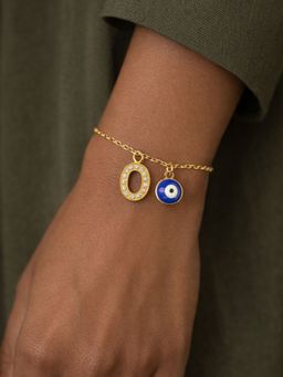 Digital Dress Room - O Initial Stone Studded Name Bracelet Rakhi
