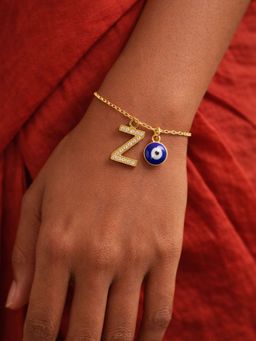 Digital Dress Room - Z Initial Stone Studded Name Bracelet Rakhi