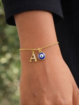 Digital Dress Room - A Initial Evil Eye Stone Studded Bracelet Rakhi