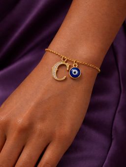 Digital Dress Room - C Initial Evil Eye Stone Studded Bracelet Rakhi