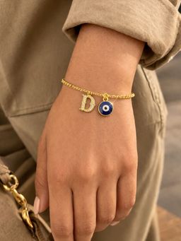 Digital Dress Room - D Initial Evil Eye Stone Studded Bracelet Rakhi