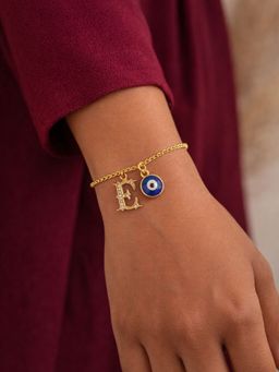 Digital Dress Room - E Initial Evil Eye Stone Studded Bracelet Rakhi