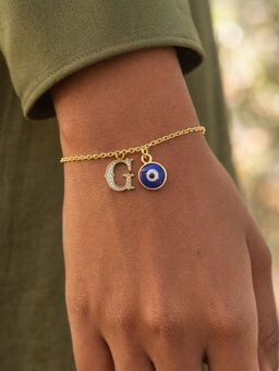 Digital Dress Room - G Initial Evil Eye Stone Studded Bracelet Rakhi