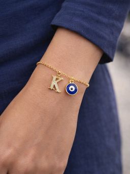 Digital Dress Room - K Initial Evil Eye Stone Studded Bracelet Rakhi